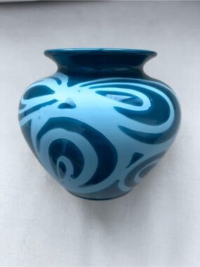 Nordstrom Collection Turquoise Blue Swirl Ceramic Vase